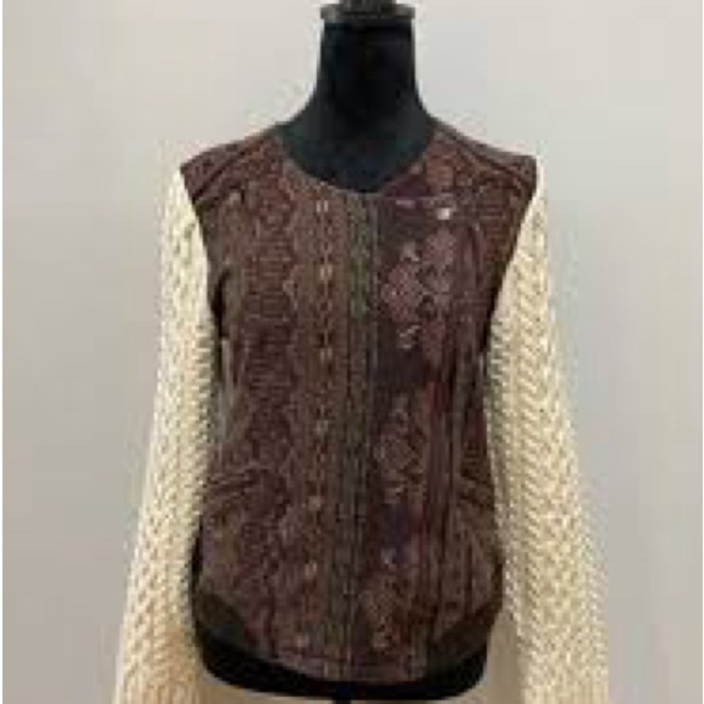 Lilka Anthropologie Patterned Brown and Cream Jacket